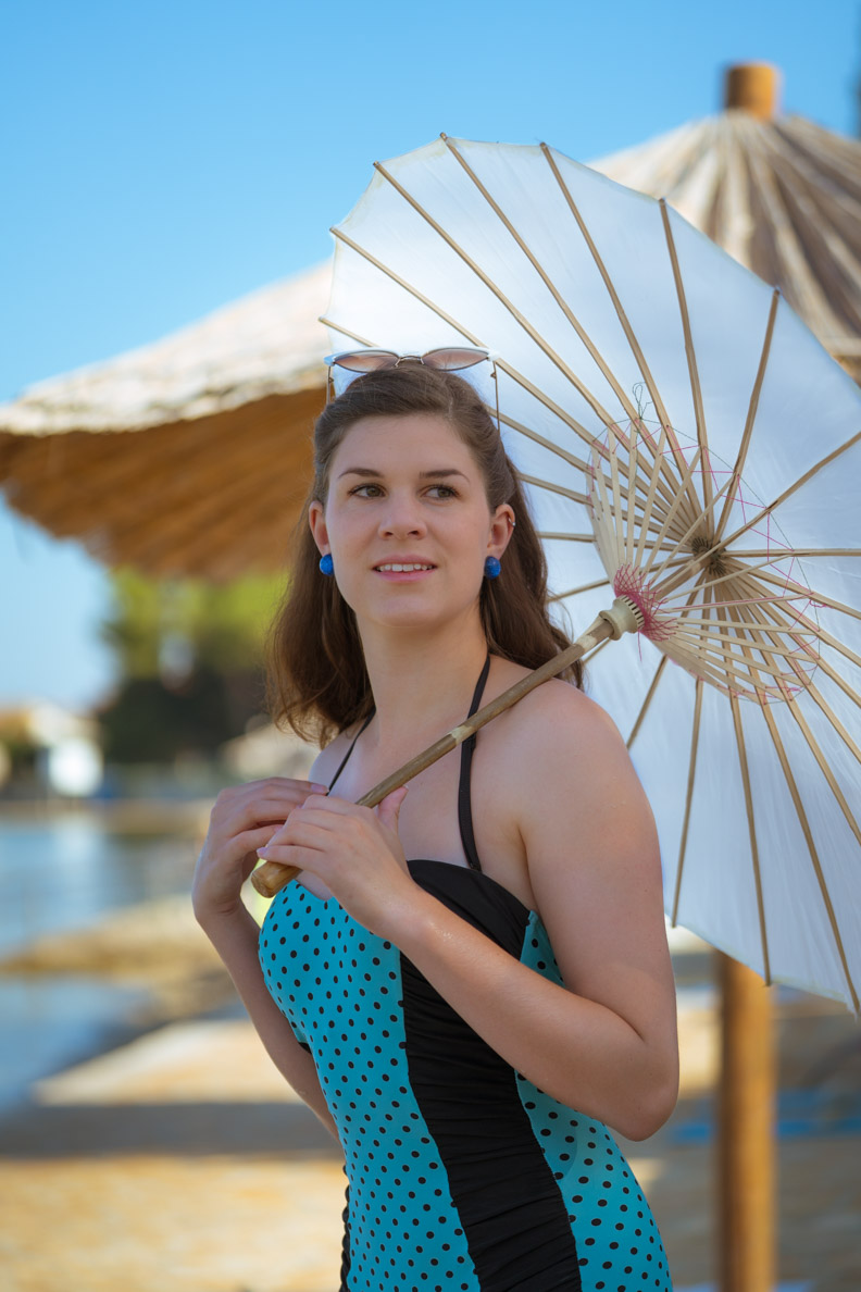 A retro Swimsuit with Polka Dots by Banned Apparel RetroCat