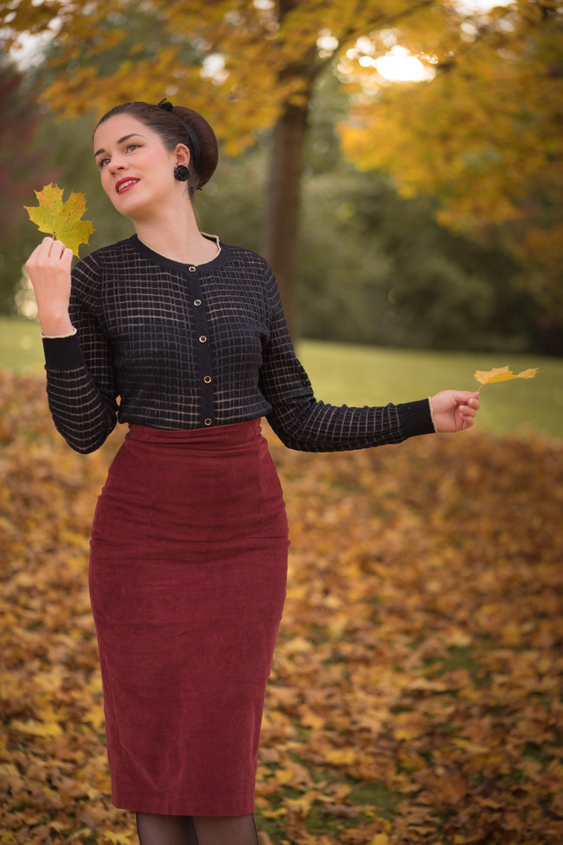 For A Glamorous Autumn Cardigan By Yumi And Stockings By Secrets In Lace Retrocat