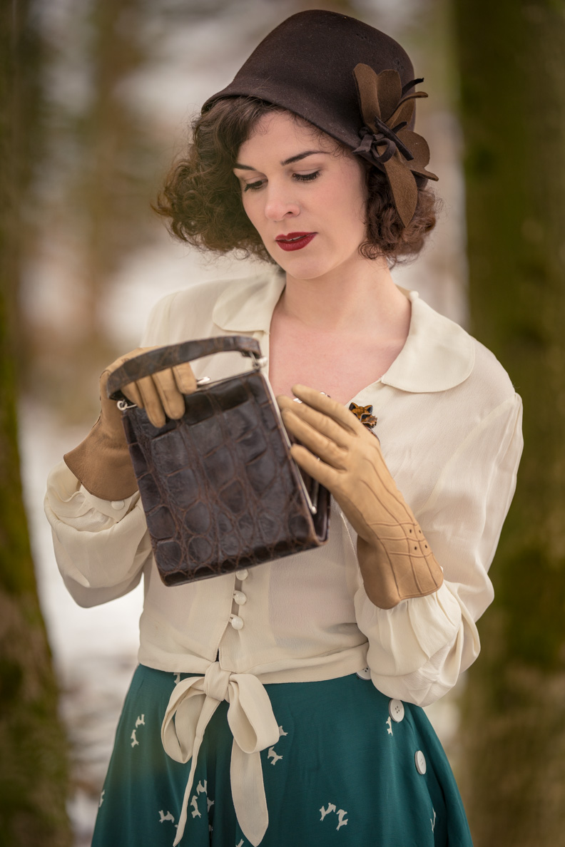 Isabelle Skirt in Navy Moonshine Polka Dot by the Seamstress of Bloomsbury  Authentic Vintage 1940's Style 