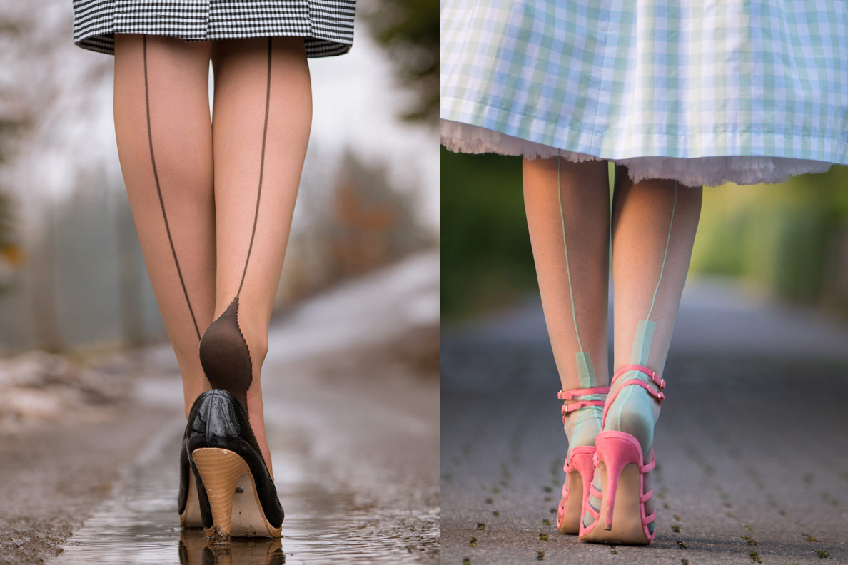 Stockings with a false seam vs. fully fashioned nylons