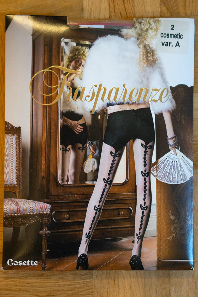 The packaging of the Trasparenze Cosette tights bought at Ars-Vivendi