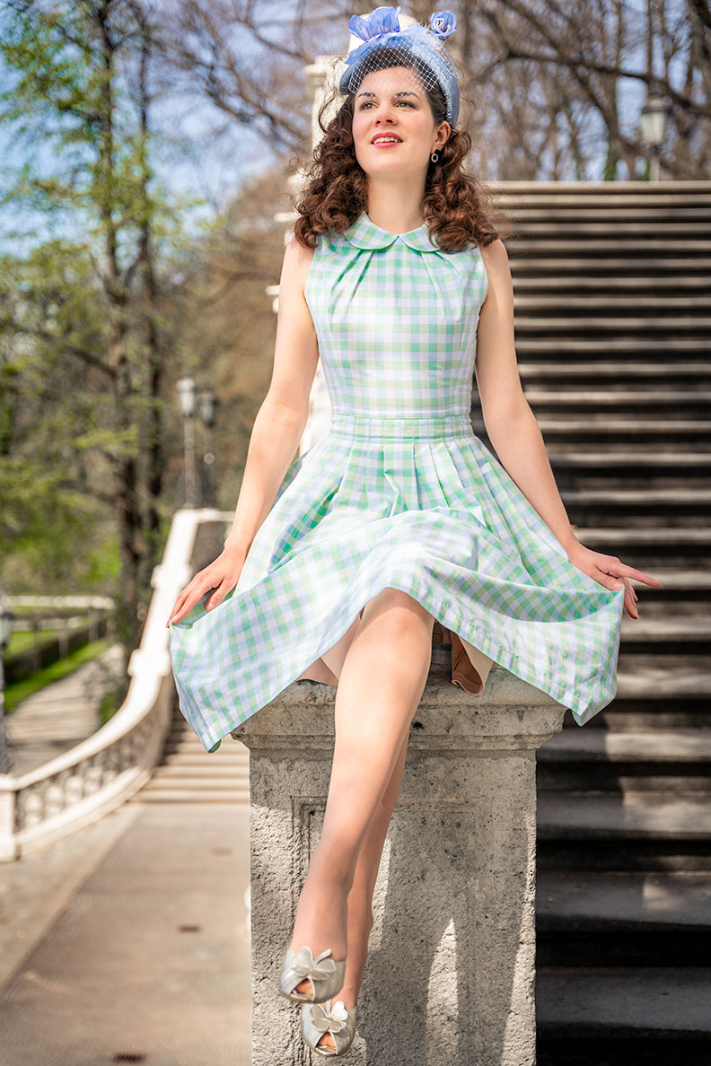 Perfect for weddings in the countryside: RetroCat wearing a gingham dress