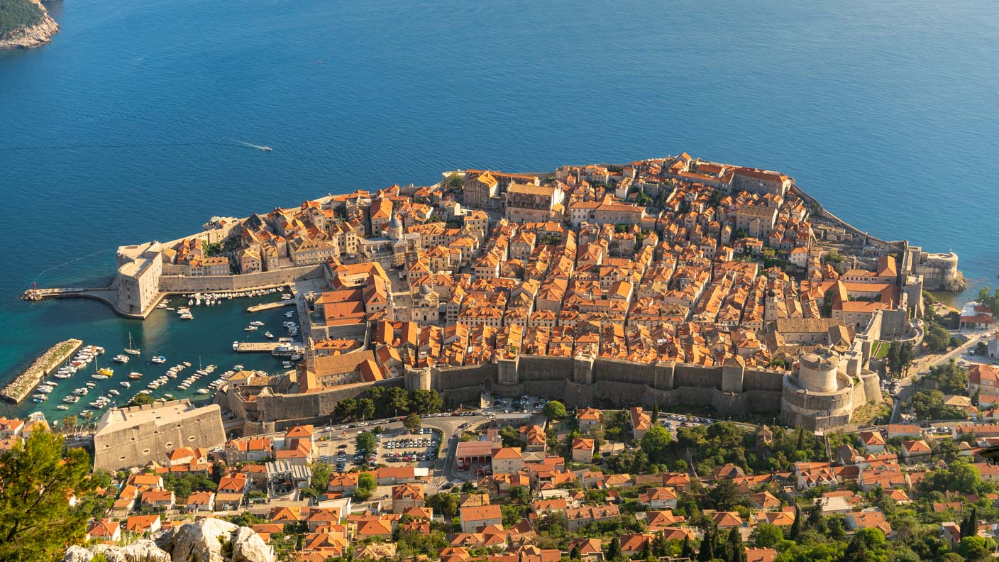 The old town of Dubrovnik from a bird's eye view