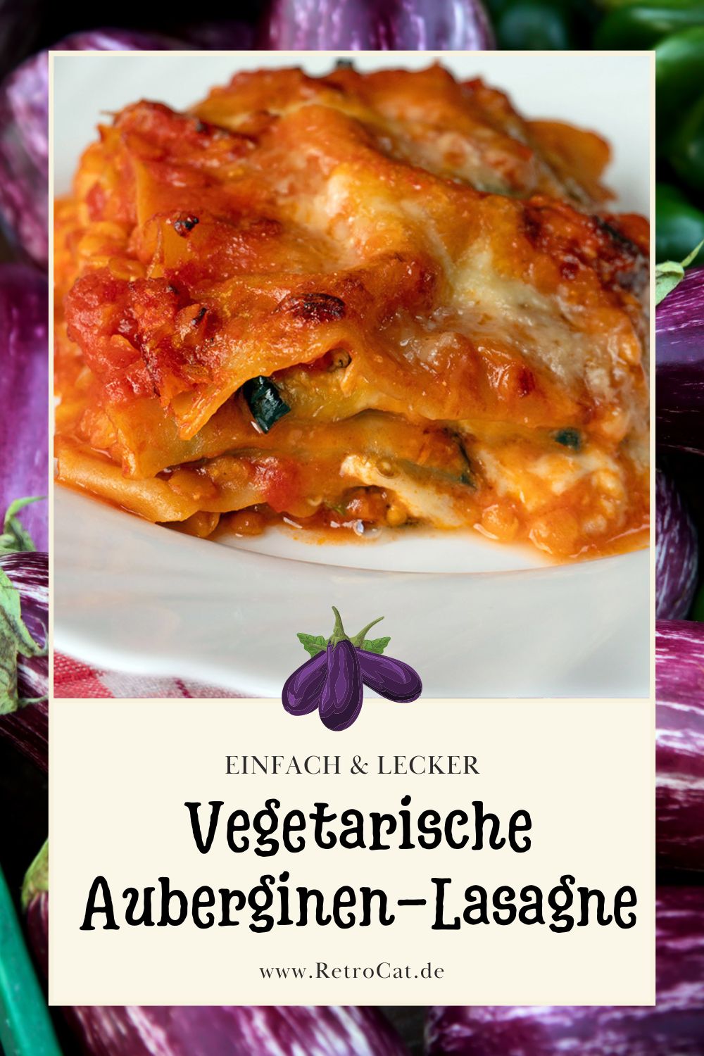 Einfaches Rezept für eine vegetarische Auberginen-Lasagne mit Linsen