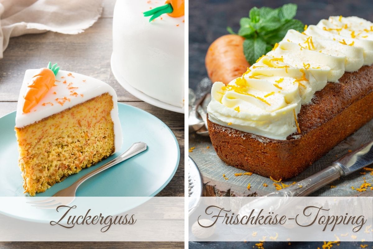 Karottenkuchen-Toppin: Zuckerguss und Frischkäse-Frosting im Vergleich