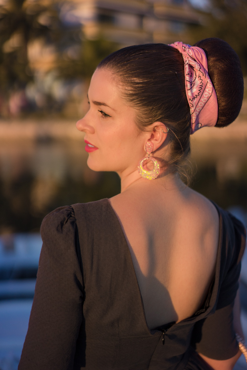 RetroCat with a hairnet over her bun - perfect for vintage hairstyles