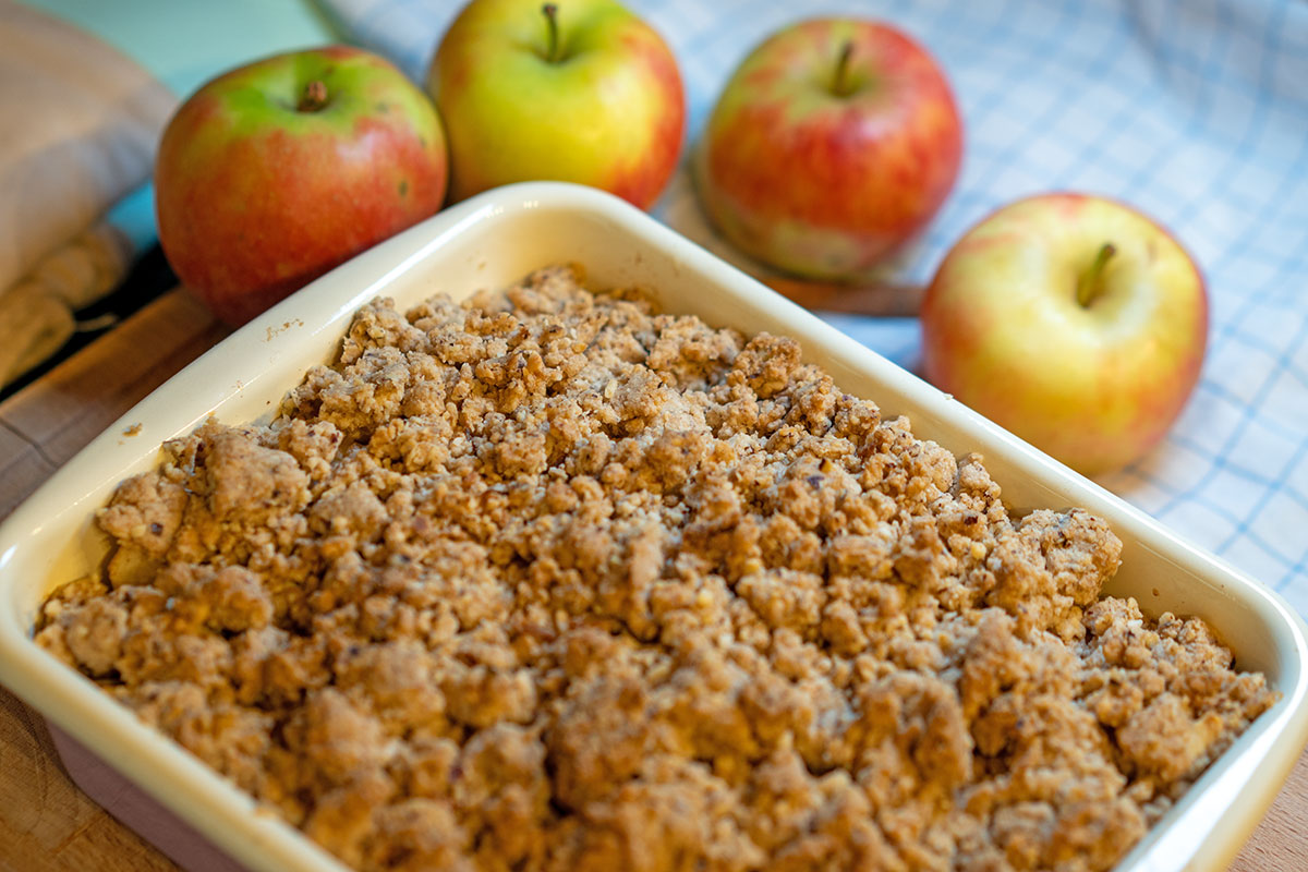 RetroCats Apfel-Crumble mit leckeren Vollkorn-Streuseln